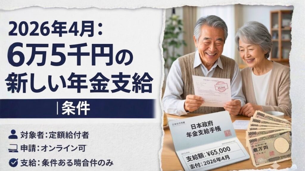 2026年4月：6万5千円の新しい年金支給｜条件・簡単な申請方法・振込スケジュールまとめ